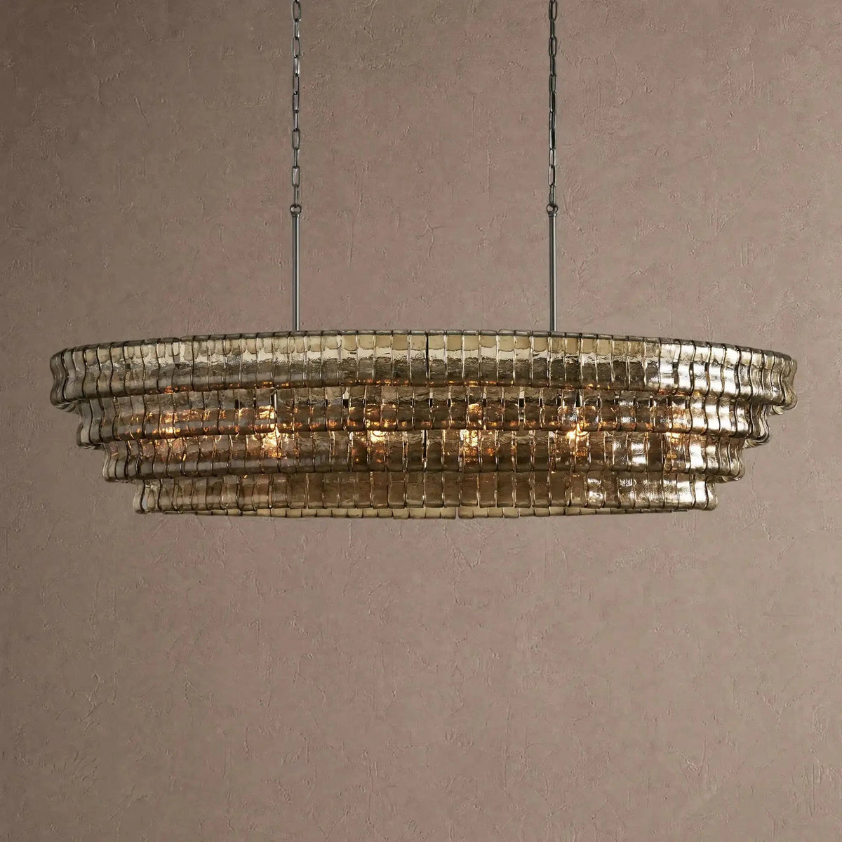 Ghiaccio Glass Oval Chandelier 54''65'' - Zelno Lighting