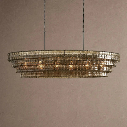 Ghiaccio Glass Oval Chandelier 54''65'' - Zelno Lighting
