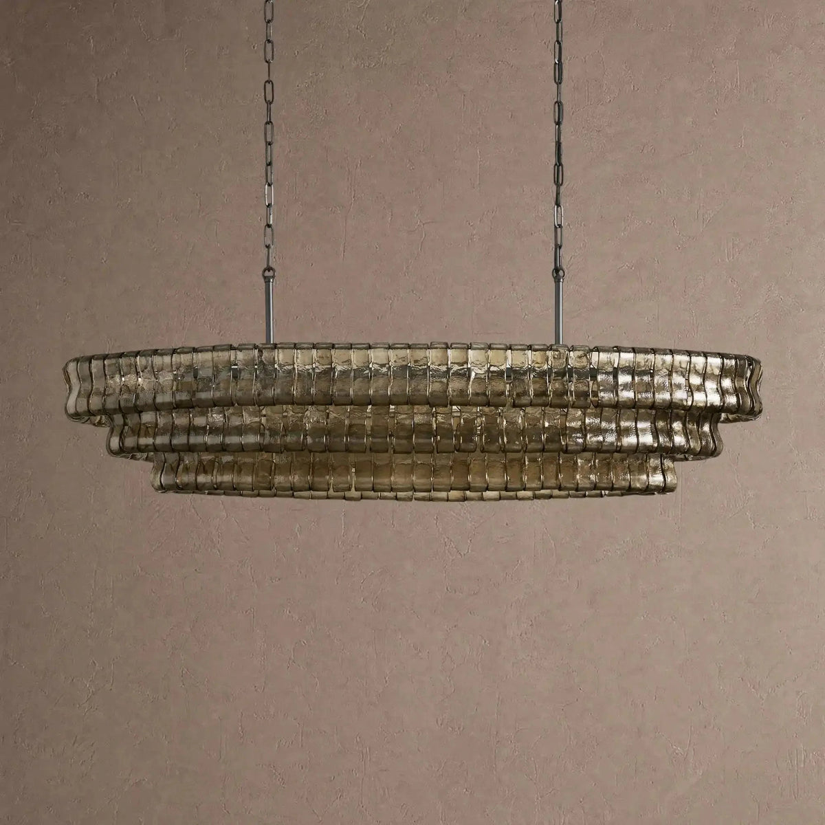 Ghiaccio Glass Oval Chandelier 54''65'' - Zelno Lighting