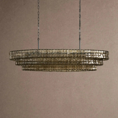 Ghiaccio Glass Oval Chandelier 54''65'' - Zelno Lighting
