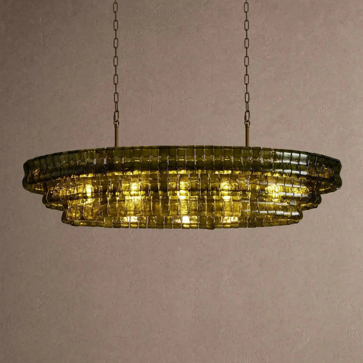 Ghiaccio Glass Oval Chandelier 54''65'' - Zelno Lighting