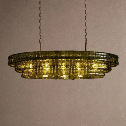 Ghiaccio Glass Oval Chandelier 54''65'' - Zelno Lighting