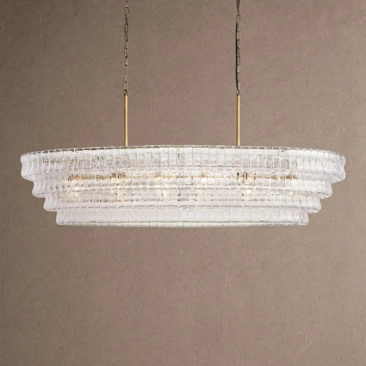 Ghiaccio Glass Oval Chandelier 54''65'' - Zelno Lighting