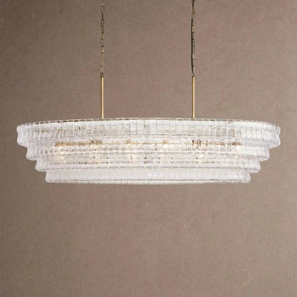 Ghiaccio Glass Oval Chandelier 54''65'' - Zelno Lighting