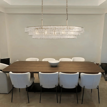 Ghiaccio Glass Oval Chandelier 54''65'' - Zelno Lighting