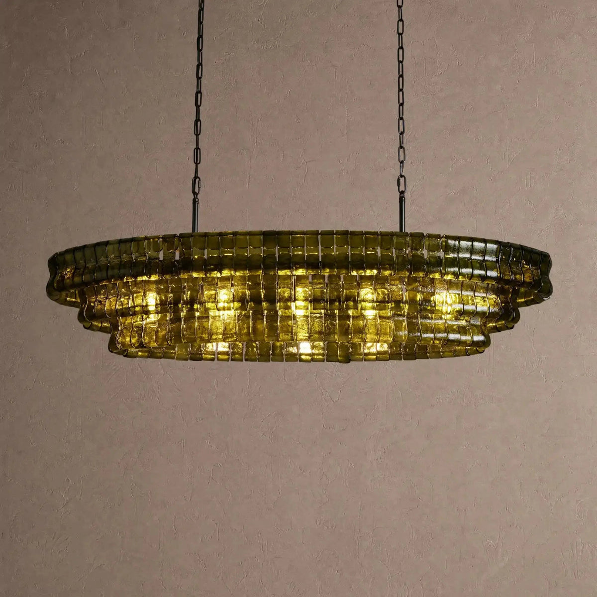 Ghiaccio Glass Oval Chandelier 54''65'' - Zelno Lighting