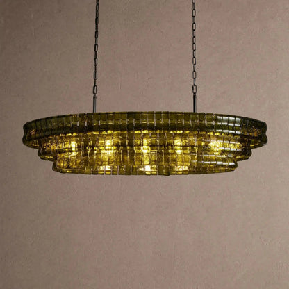 Ghiaccio Glass Oval Chandelier 54''65'' - Zelno Lighting