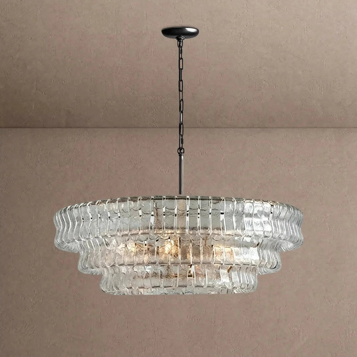 Ghiaccio Glass Round Chandelier 24" 36" 48" 60" - Zelno Lighting