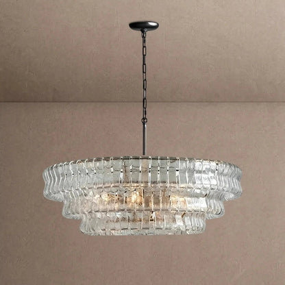 Ghiaccio Glass Round Chandelier 24" 36" 48" 60" - Zelno Lighting