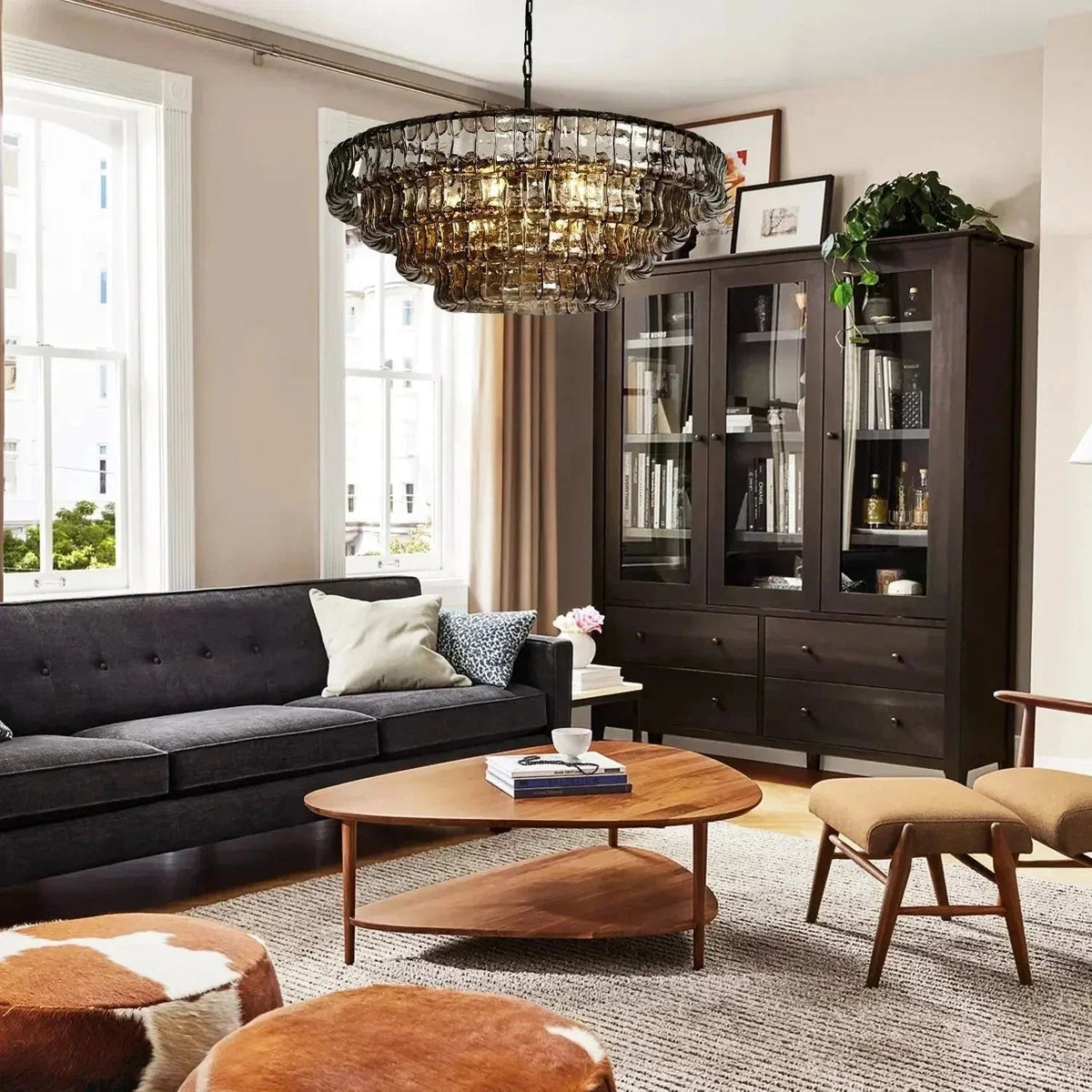 Ghiaccio Glass Round Chandelier 24" 36" 48" 60" - Zelno Lighting