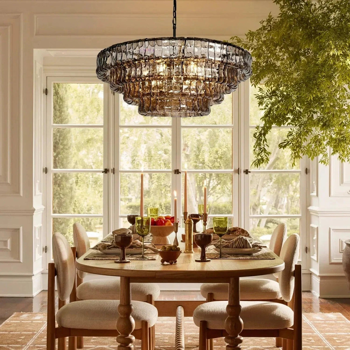 Ghiaccio Glass Round Chandelier 24" 36" 48" 60" - Zelno Lighting