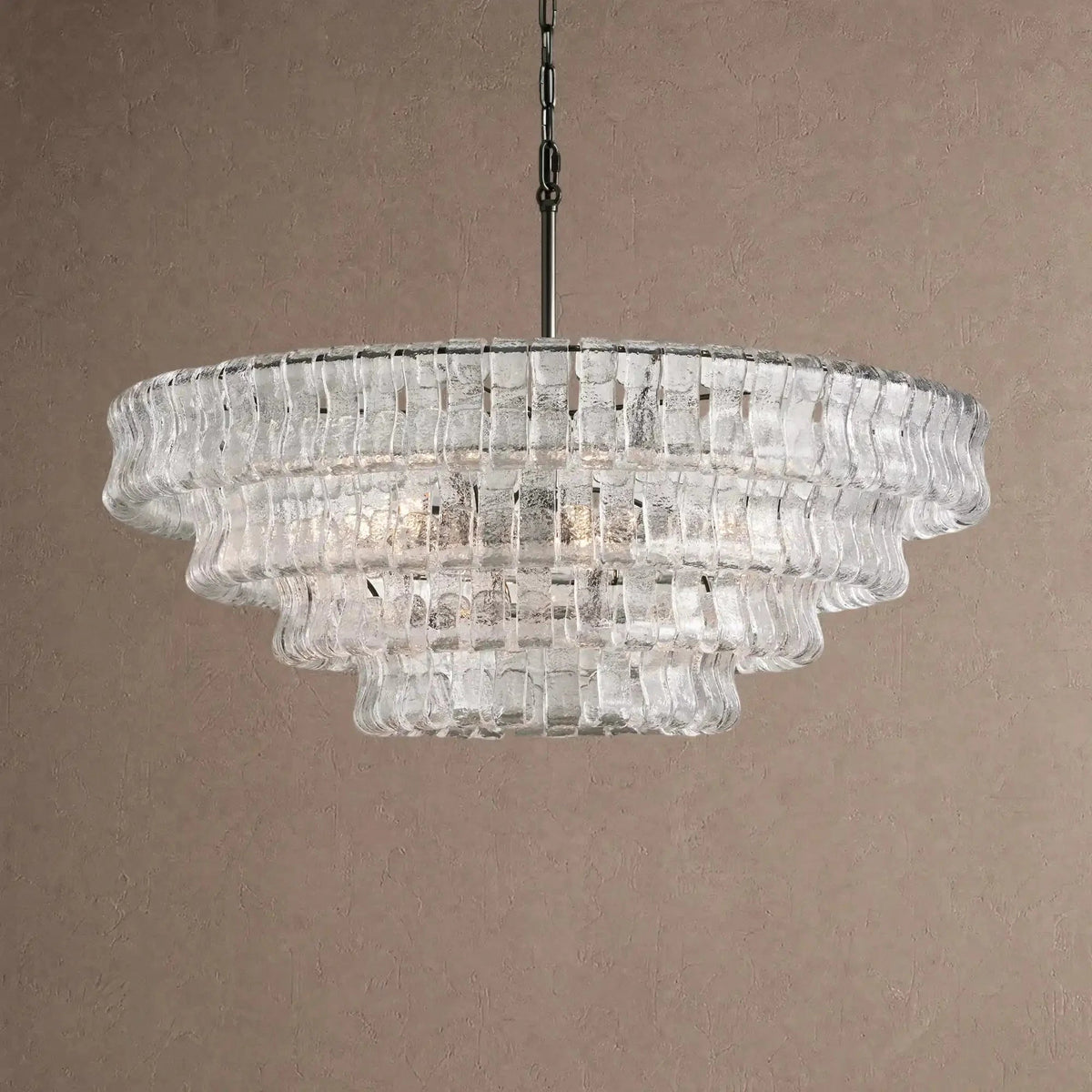 Ghiaccio Glass Round Chandelier 24" 36" 48" 60" - Zelno Lighting