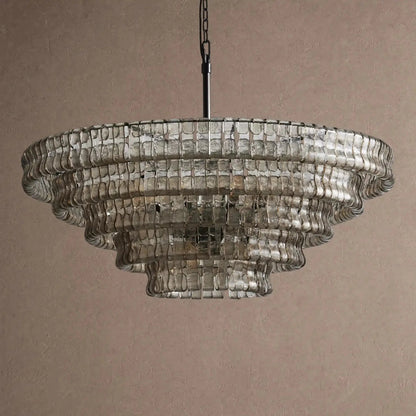 Ghiaccio Glass Round Chandelier 24" 36" 48" 60" - Zelno Lighting