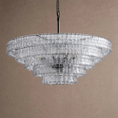 Ghiaccio Glass Round Chandelier 24" 36" 48" 60" - Zelno Lighting