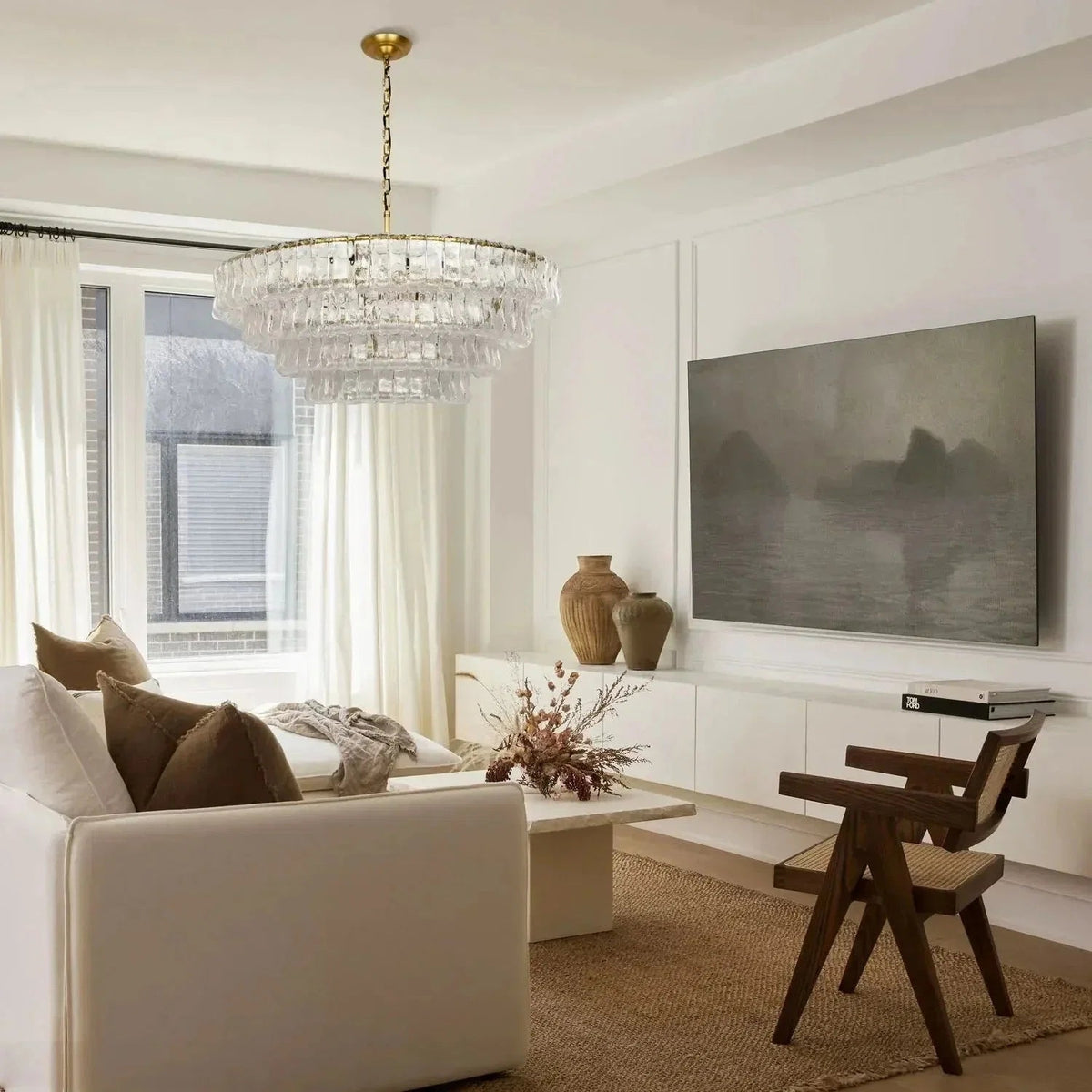 Ghiaccio Glass Round Chandelier 24" 36" 48" 60" - Zelno Lighting