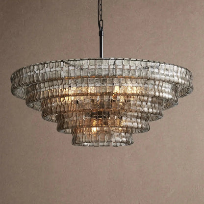 Ghiaccio Glass Round Chandelier 24" 36" 48" 60" - Zelno Lighting
