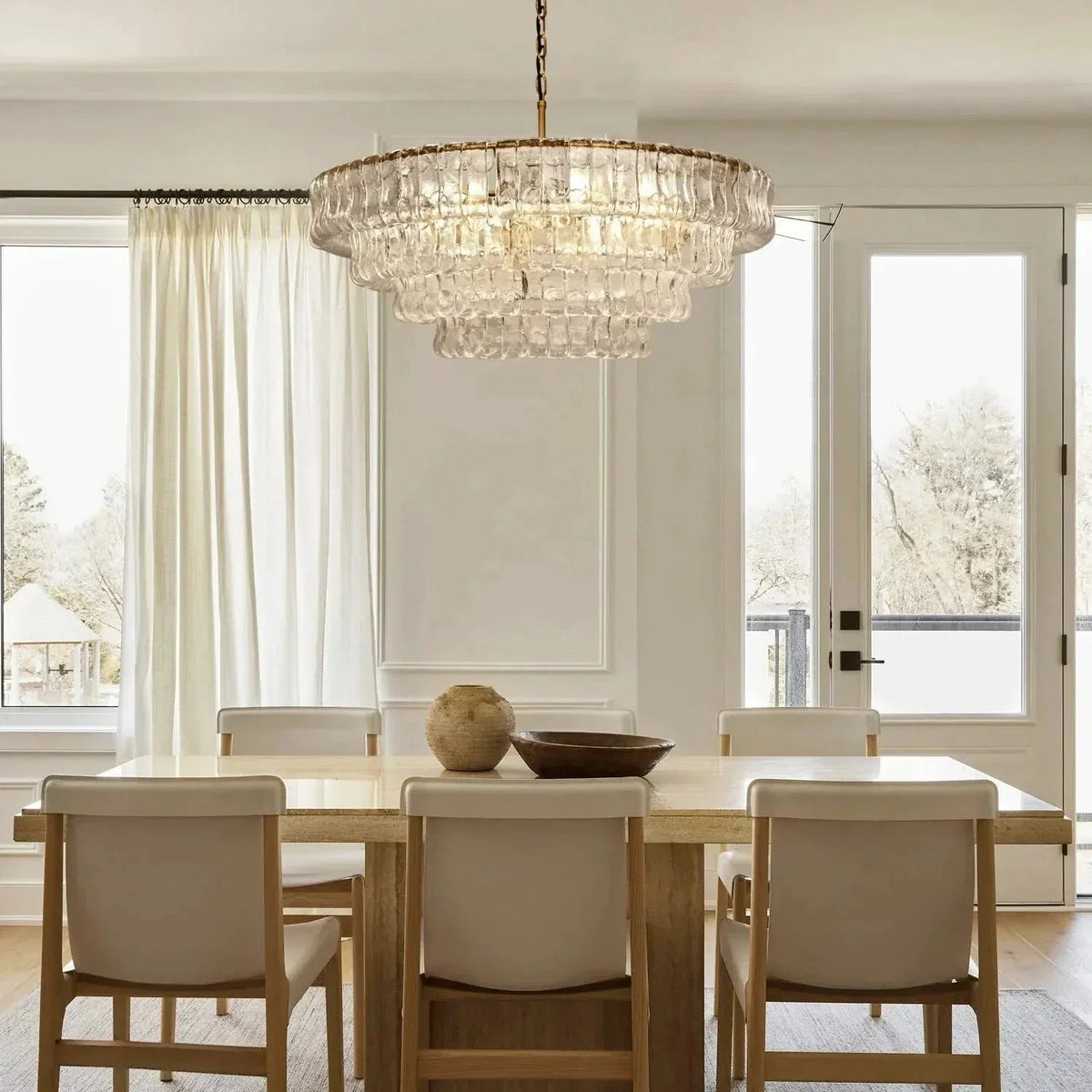 Ghiaccio Glass Round Chandelier 24" 36" 48" 60" - Zelno Lighting