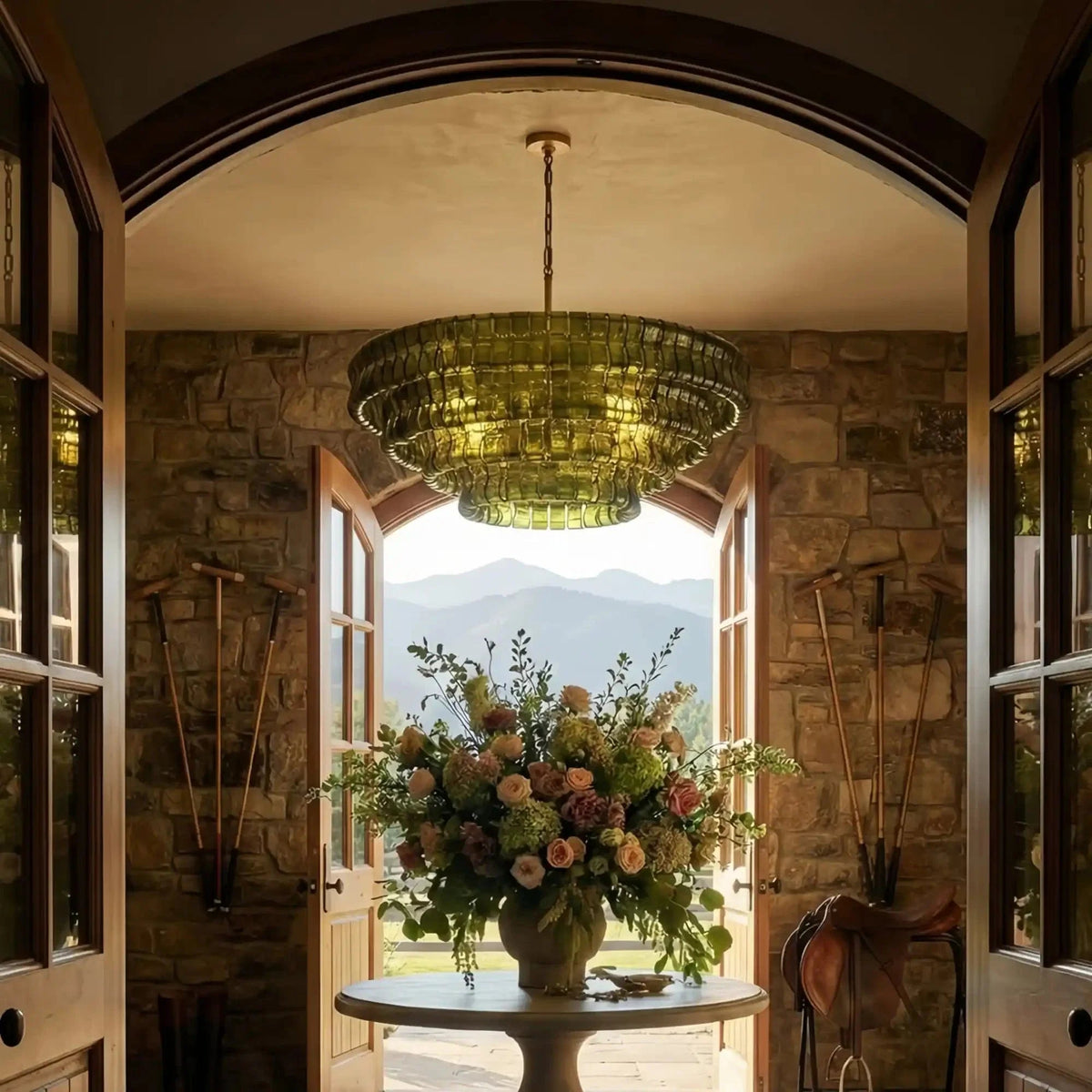 Ghiaccio Glass Round Chandelier 24" 36" 48" 60" - Zelno Lighting