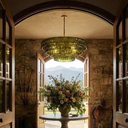 Ghiaccio Glass Round Chandelier 24" 36" 48" 60" - Zelno Lighting