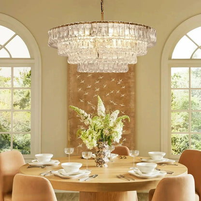 Ghiaccio Glass Round Chandelier 24" 36" 48" 60" - Zelno Lighting