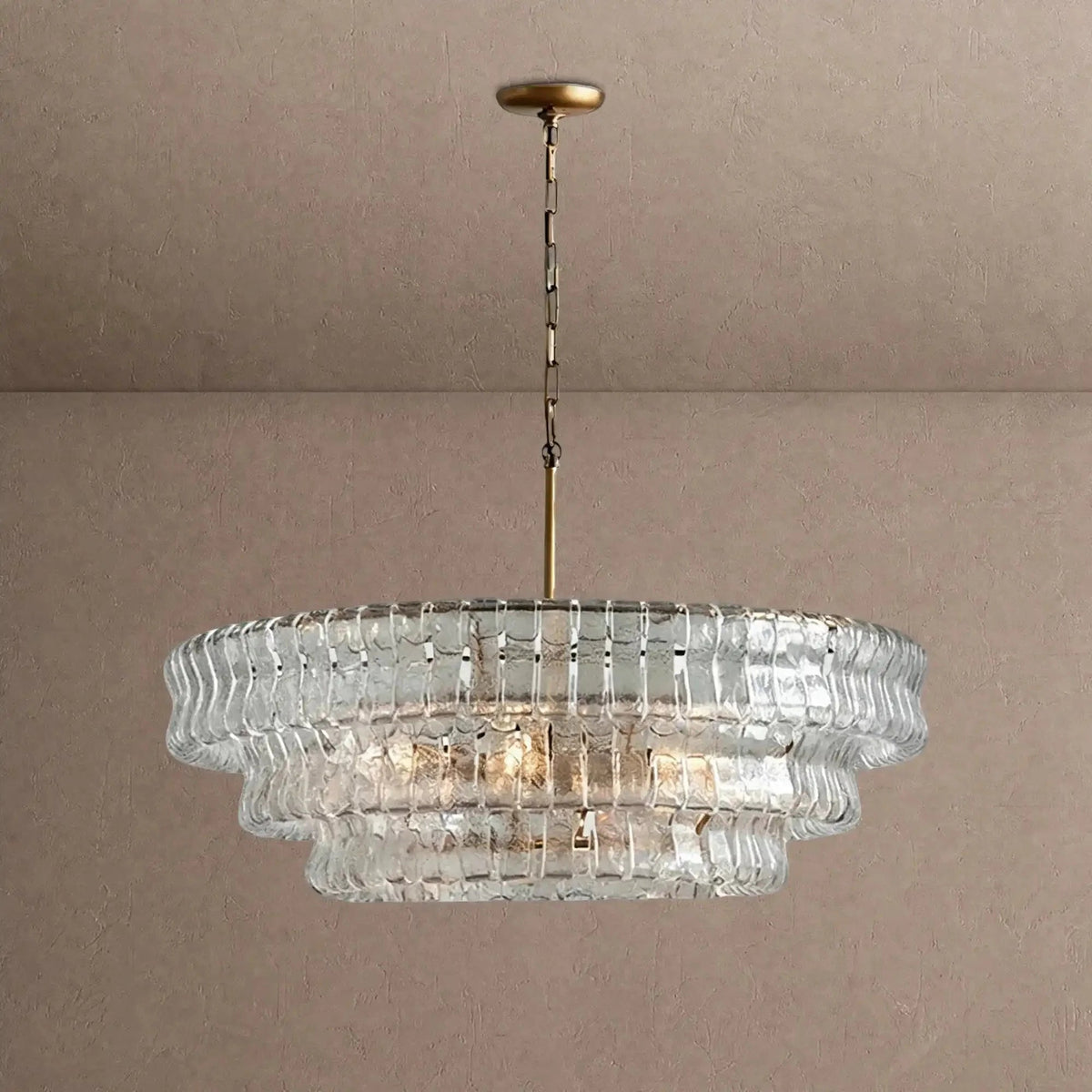 Ghiaccio Glass Round Chandelier 24" 36" 48" 60" - Zelno Lighting