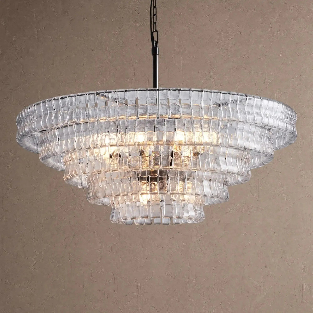 Ghiaccio Glass Round Chandelier 24" 36" 48" 60" - Zelno Lighting
