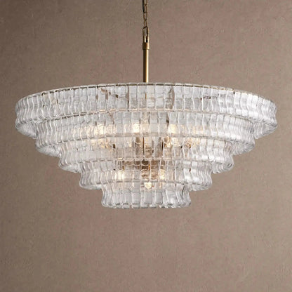 Ghiaccio Glass Round Chandelier 24" 36" 48" 60" - Zelno Lighting