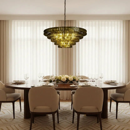 Ghiaccio Glass Round Chandelier 24" 36" 48" 60" - Zelno Lighting