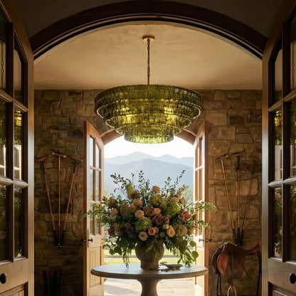 Ghiaccio Round Glass Chandelier - zelnolighting