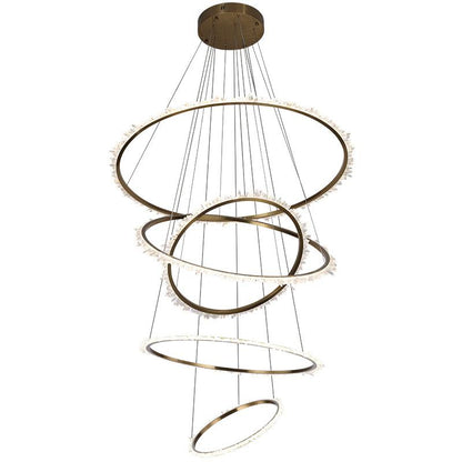 Gina Rock Crystal Multi Rings Chandelier For Staircase - Zelno Lighting