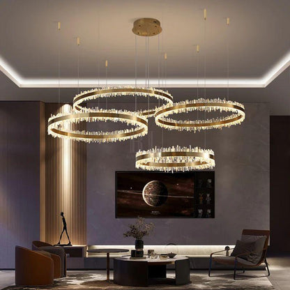 Gina Rock Crystal Rings Luxury Chandelier - Zelno Lighting