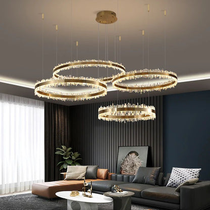 Gina Rock Crystal Rings Luxury Chandelier - Zelno Lighting