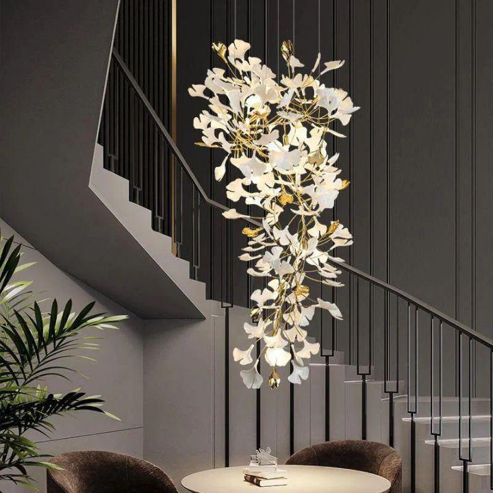 Ginkgo Cascading A Branch Chandelier - Zelno Lighting