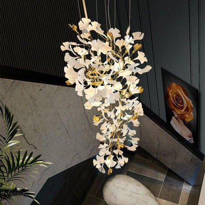 Ginkgo Cascading A Branch Chandelier - Zelno Lighting