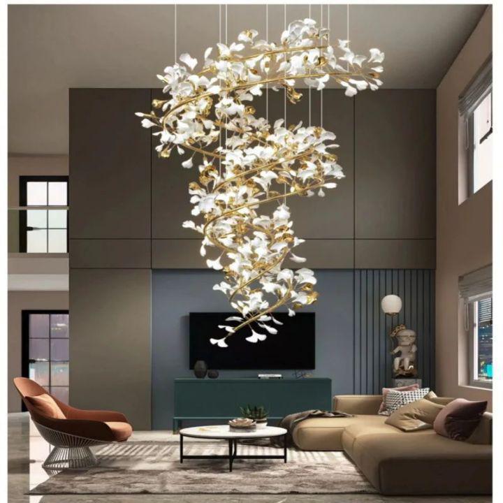 Ginkgo Cascading B (Spiral) Branch Chandelier - Zelno Lighting