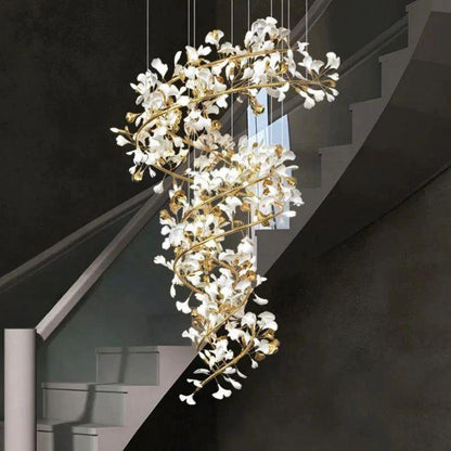 Ginkgo Cascading B (Spiral) Branch Chandelier - Zelno Lighting