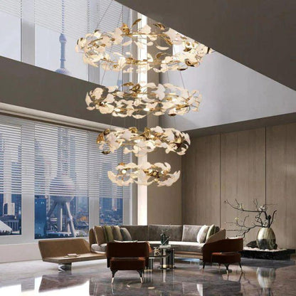 Ginkgo Rings Linear Branch Chandelier - Zelno Lighting