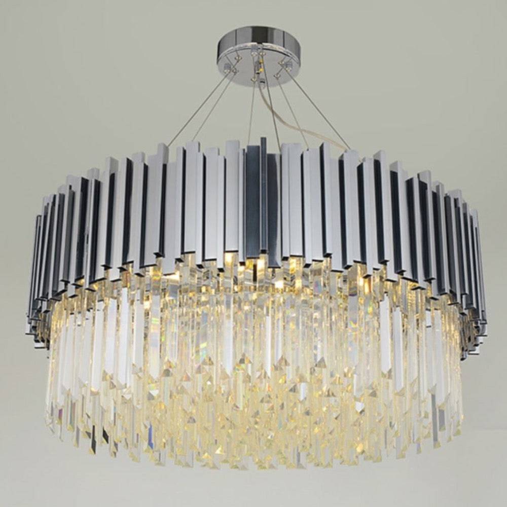 Giovanni Crystal Round Chandelier Polished Chrome - Zelno Lighting