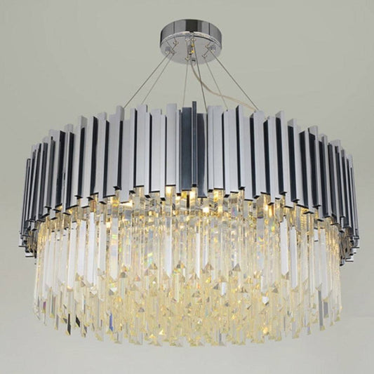 Giovanni Crystal Round Chandelier Polished Chrome - Zelno Lighting