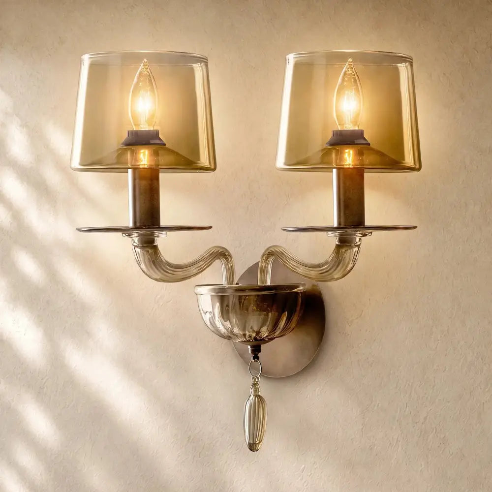 Giulien Amber Glass Double Sconce - Zelno