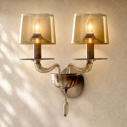 Giulien Amber Glass Double Sconce - Zelno