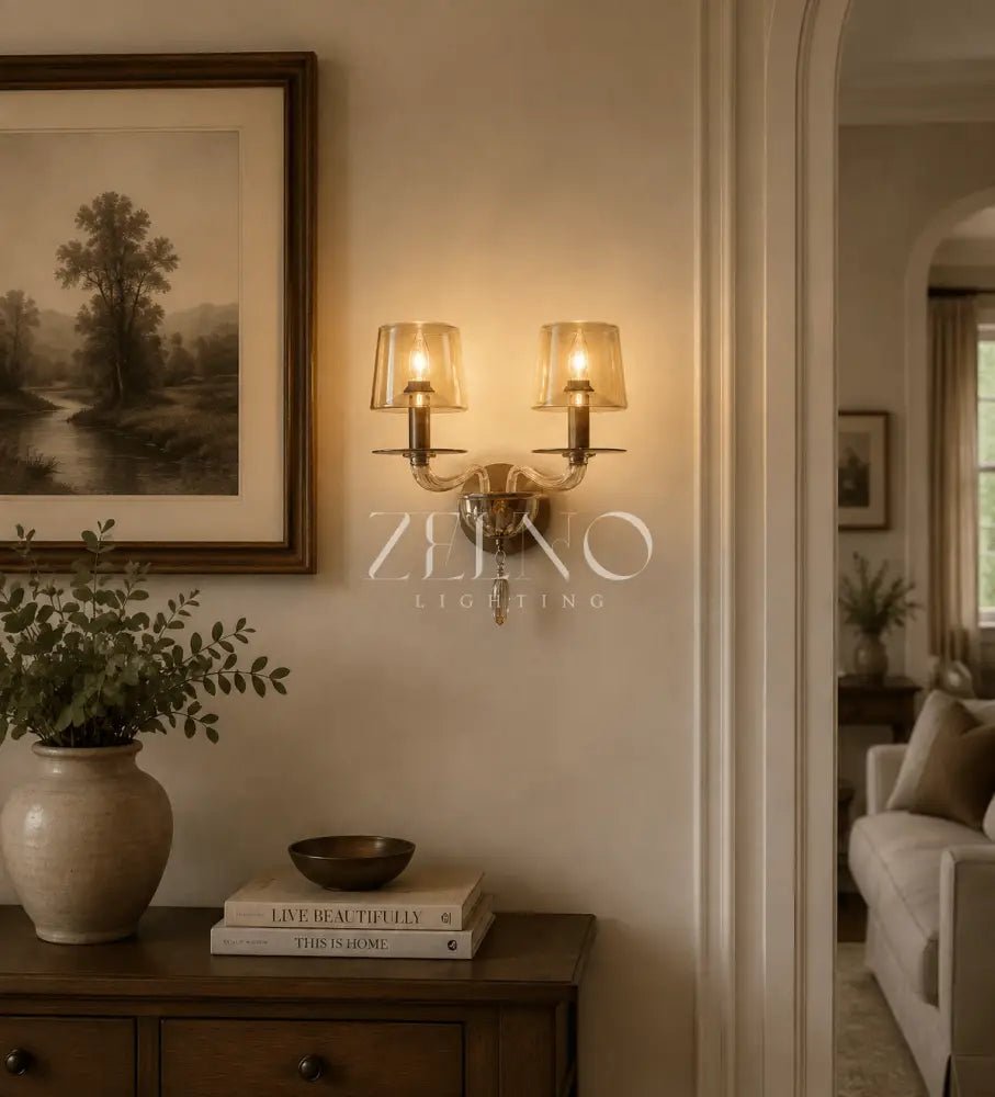 Giulien Amber Glass Double Sconce - Zelno