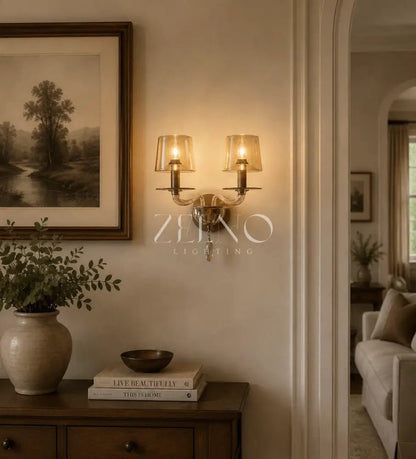 Giulien Amber Glass Double Sconce - Zelno