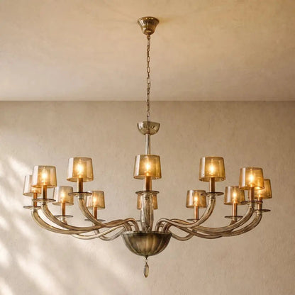Giulien Amber Glass Round Chandelier - Zelno