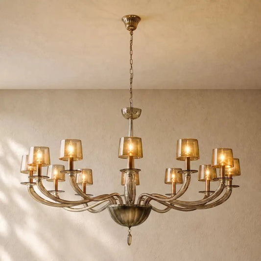 Giulien Amber Glass Round Chandelier - Zelno