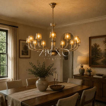 Giulien Amber Glass Round Chandelier - Zelno