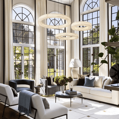 Glacera Alabaster Round Chandelier 19'' 27'' 36'' 60''D - Zelno Lighting