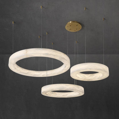Glacera Alabaster Round Chandelier 19'' 27'' 36'' 60''D - Zelno Lighting