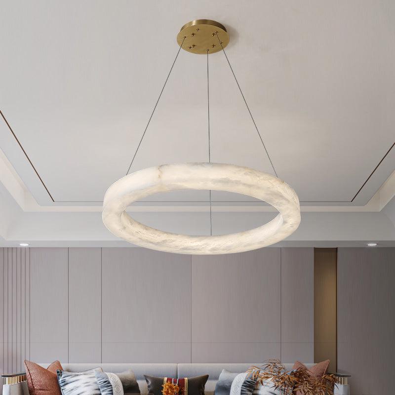 Glacera Alabaster Round Chandelier 19'' 27'' 36'' 60''D - Zelno Lighting