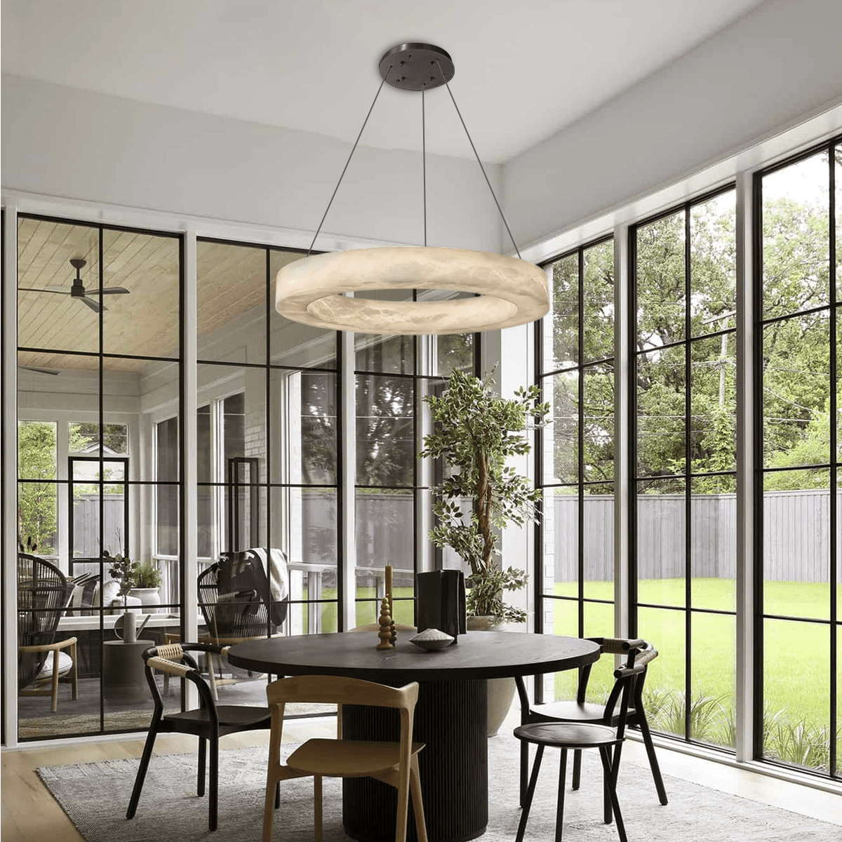 Glacera Alabaster Round Chandelier 19'' 27'' 36'' 60''D - Zelno Lighting